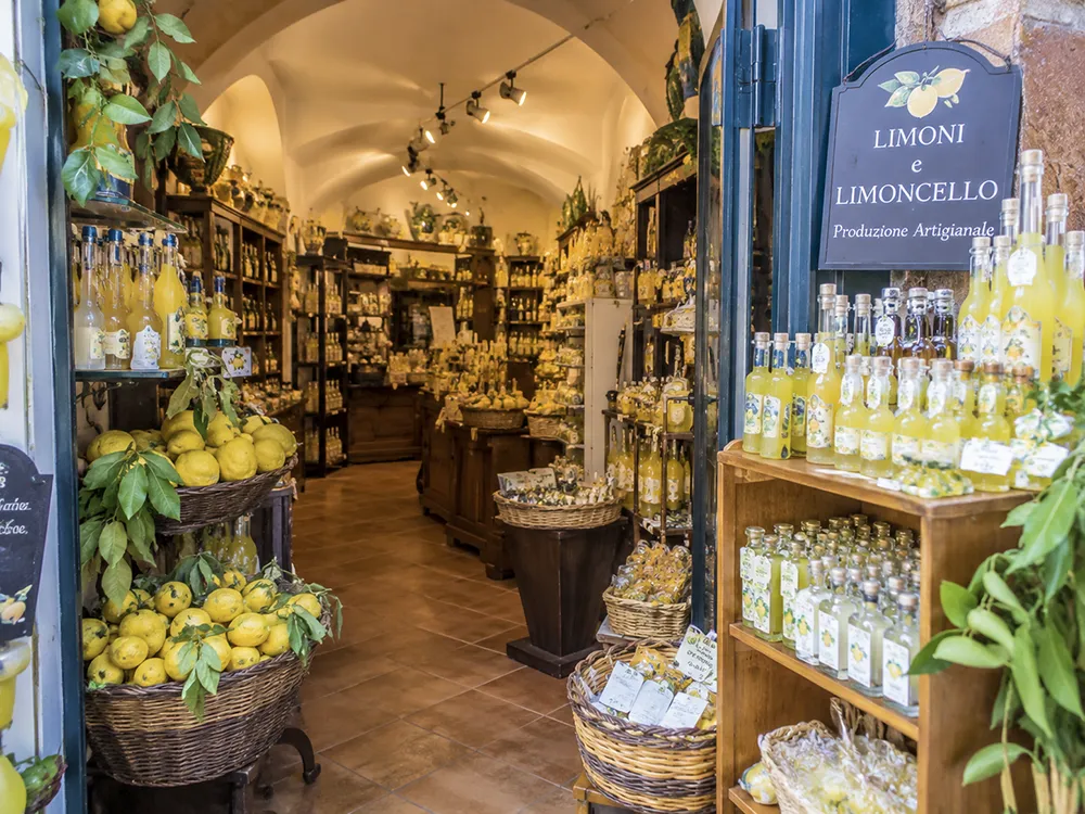 Traditional limoncello workshop in Sorrento’s historic centre.